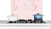 Crédence de Cuisine - Plaque de cuisson murale - Plaque de cuisson - 60x40 cm - Marbre - Rose - Glitter - Goud - Motifs - Aluminium - Décoration murale - Protecteur mural - Résistant à la chaleur
