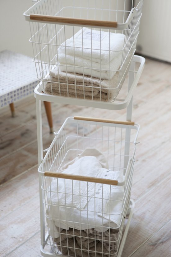 Yamazaki Laundry cart 2 tier Tosca white