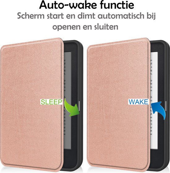 Hoesje Geschikt voor Kobo Clara 2E Hoes Bescherm Hoesje Case Sleep Cover - Hoes Geschikt voor Kobo Clara 2E Hoesje - Rosé Goud van Hoesje  — afbeelding 5
