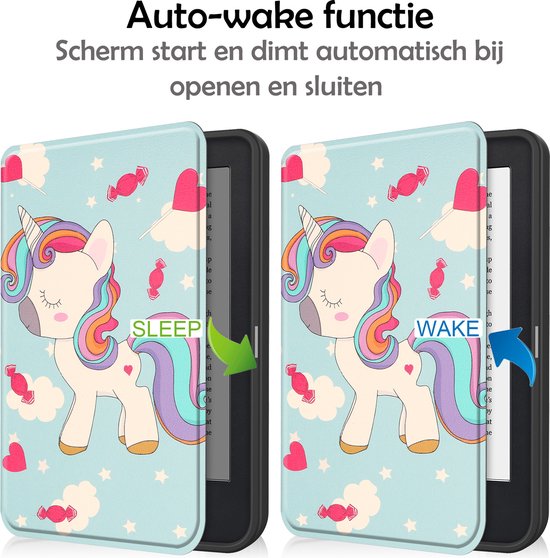 Hoesje Geschikt voor Kobo Clara 2E Hoes Bescherm Hoesje Case Sleep Cover - Hoes Geschikt voor Kobo Clara 2E Hoesje - Eenhoorn van Hoesje  — afbeelding 4