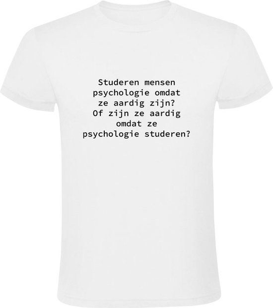 Foto: Psychologie studeren heren t shirt studie werk mensenkennis gedrag psycholoog wit