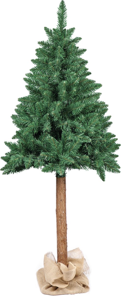 Kunstkerstboom 160 cm - spar met houten stam