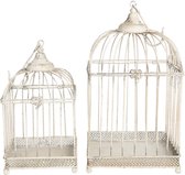 Cage à oiseaux pour Set de 2 porte-plante de Décoration de cage à oiseaux carrée en fer Wit