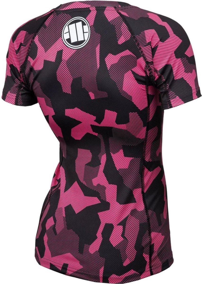Pit Bull -Rashguard Short Sleeve - Compressie Shirt Dames Korte Mouwen - Camo Pink - Roze - Maat L