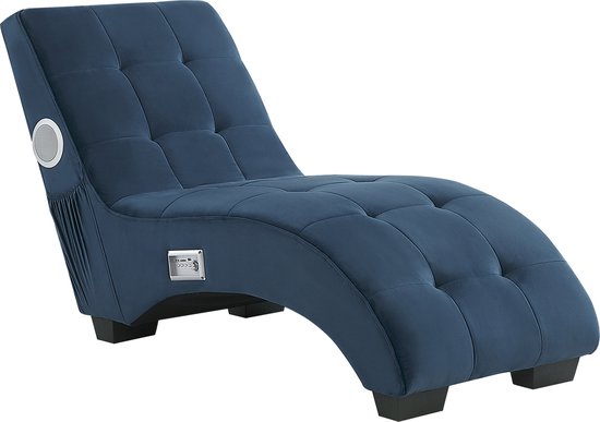 Beliani SIMORRE – Chaise longue – blauw – fluweel