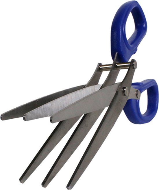 Foto: Jvs worm scissor 3 blade 19cm lang versnipperschaar kruidenschaar wormenschaar blauw