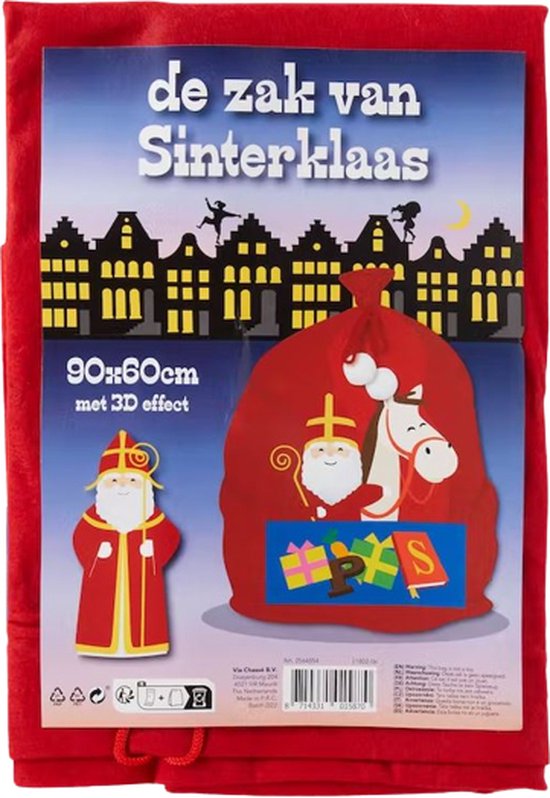 De Zak Van Sinterklaas 3d Effect Rood 90 X 60 Cm Sint Met Paard 