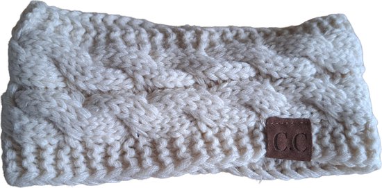 TWOA-Oorwarmer band-Gebreide wollen band met voering- Cable knit hoofdband - Wit