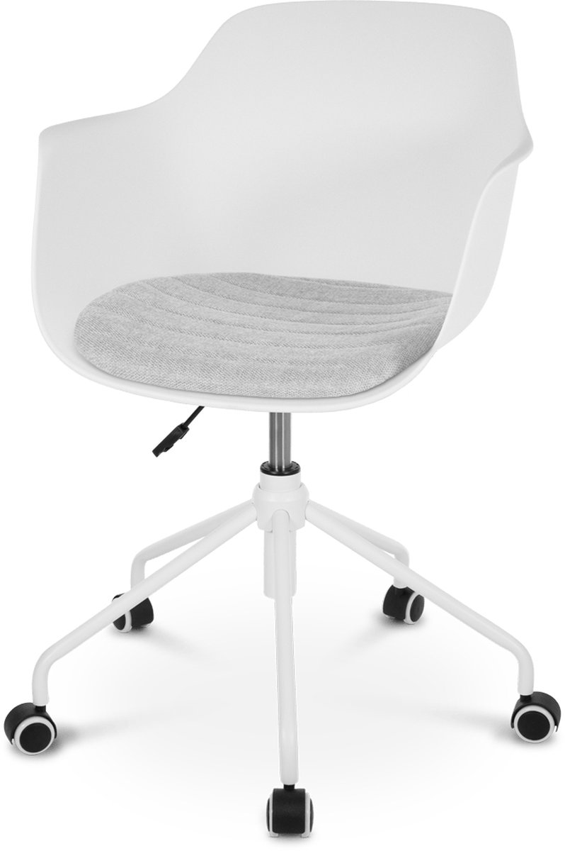 Nout-Liz bureaustoel wit met lichtgrijs zitkussen - wit onderstel