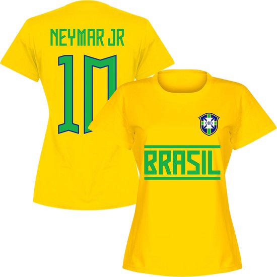 Brazilië Neymar JR 10 Dames T-Shirt - Geel - S