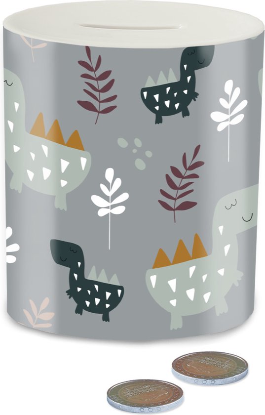 MHJY Houten Dinosaurus Spaarpot voor Kinderen – DIY Alfabet Stickers, Educatief Cadeau voor Jongens en Meisjes
