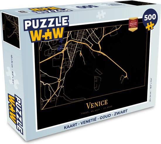 Puzzle Map - Venetië - Or - Zwart - Puzzle - Puzzle 500 pièces