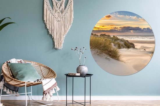 WallCircle - Papier peint cercle - Papier peint autocollant - Plage - Mer - Soleil - Dune - Décoration d'intérieur - 120x120 cm - Papier peint autocollant - Papier peint rond - Décoration murale cercle - Papier peint cercle