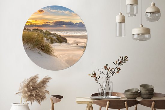 WallCircle - Papier peint cercle - Papier peint autocollant - Plage - Mer - Soleil - Dune - Décoration d'intérieur - 120x120 cm - Papier peint autocollant - Papier peint rond - Décoration murale cercle - Papier peint cercle