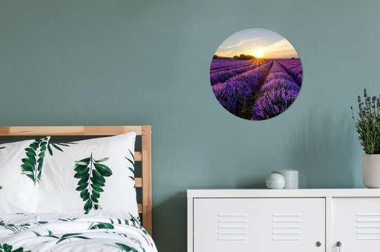 WallCircle - Papier peint cercle - Papier peint autocollant - Lavande - Soleil - Paysage - Fleurs - Papier peint cercle fleurs - Papier peint rond - 30x30 cm - Papier peint autocollant - Papier peint cercle
