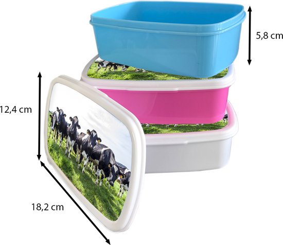 Lunch box Blauw - Lunch box - Boîte à pain - Vaches - Léger - Printemps - 18x12x6 cm - Enfants - Garçon
