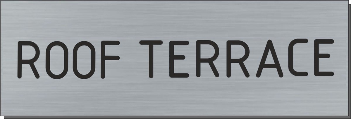 Doorsign - doorplate - deurbord - Roof terrace - rectangle - stainless steel look - 5 x 15 cm