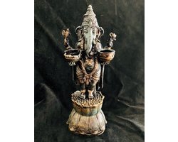 Ganesh of Ganapati Tantra Ganesha- Boeddha-Zwart , old look .staan.11x10x26cm