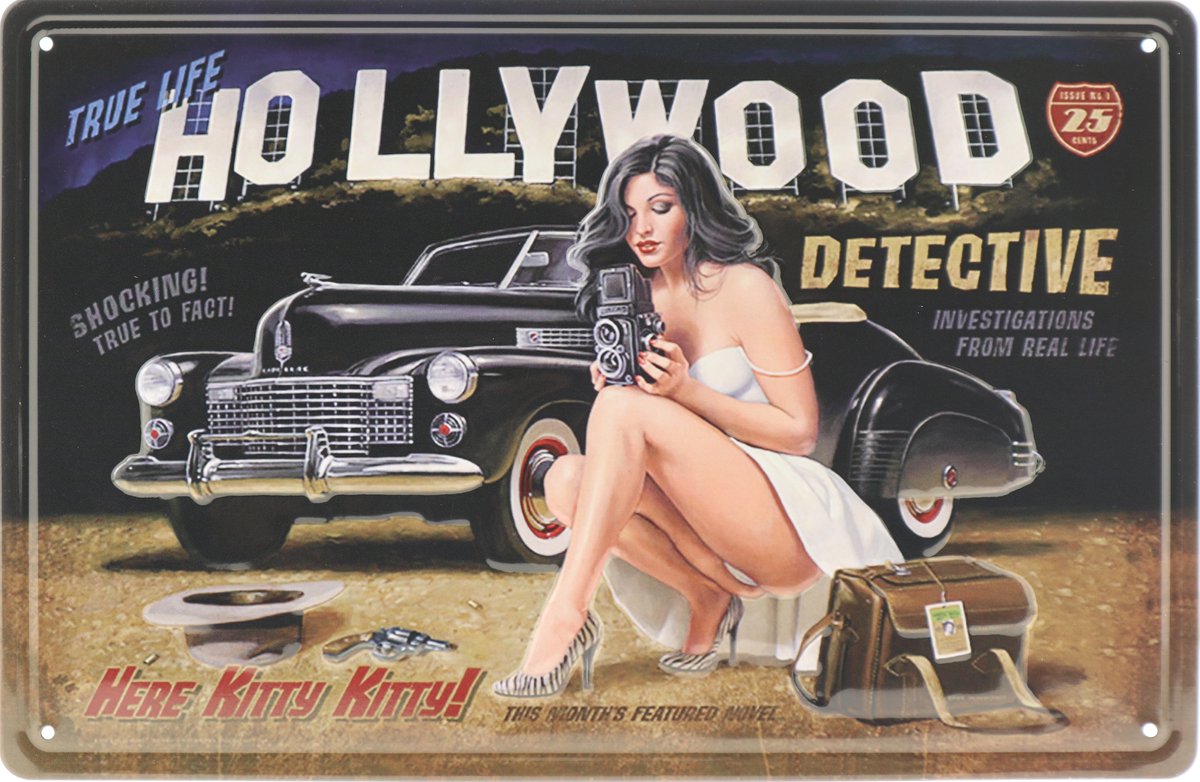 Wandbord – Hollywood - Pin Up Girl - Retro - Wanddecoratie – Reclame bord – Restaurant – Kroeg - Bar – Cafe - Horeca – Metal Sign – 20x30cm