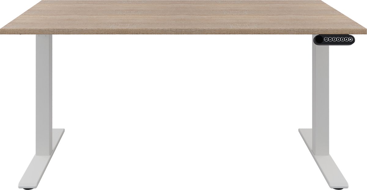 Zit sta Bureau  Verstelbaar bureau  160 x 80  Robson eiken  Wit onderstel-- blad- onderstel- x80