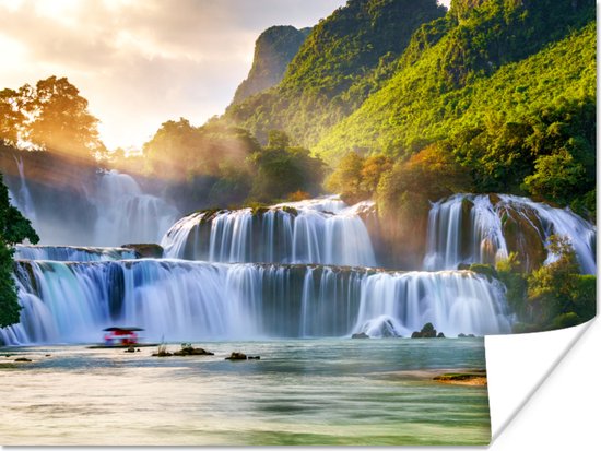 Poster Cascade - Plantes - Soleil - Water - Nature - 40x30 cm