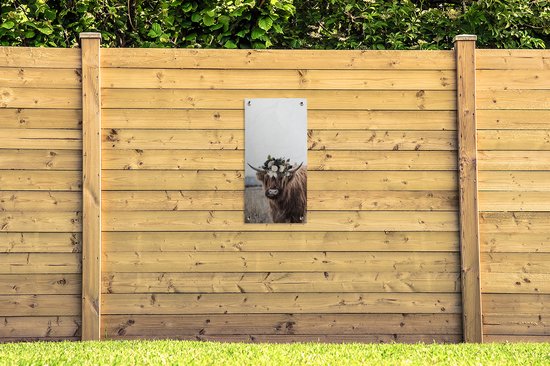 Affiche de jardin Highlander écossais - Fleurs - Animaux - 40x80 cm