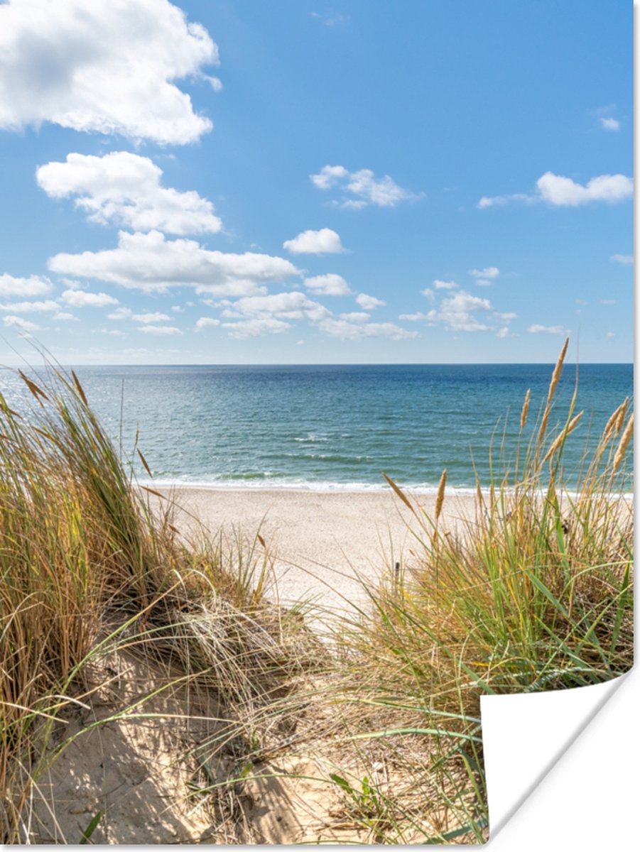 Poster Duin - Gras - Zee - Strand - 90x120 cm