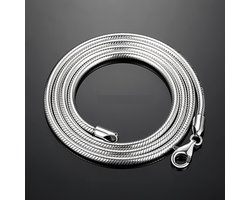 Zilveren Ketting van Slangen Schakels - 3mm - 925 Sterling Zilver - Ketting Heren Dames - Vaderdag Cadeau Geschenk - Mannen Cadeautjes Accesoires