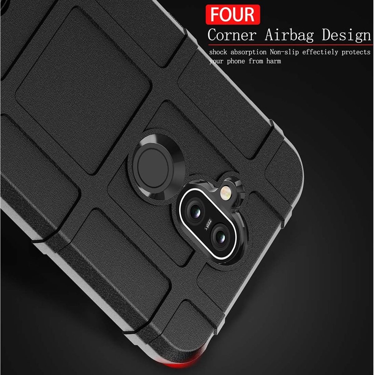 Mobigear Hoesje geschikt voor Nokia 8.1 Telefoonhoesje Flexibel TPU | Mobigear Rugged Shield Backcover Shockproof | Schokbestendig 8.1 Telefoonhoesje | Anti Shock Proof - Donkerblauw