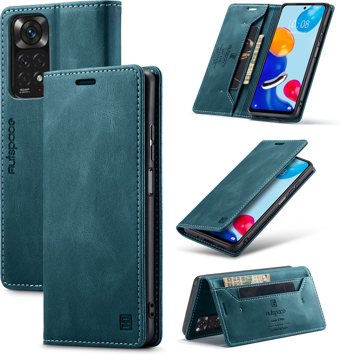 Luxe Flip Case met RFID Bescherming Kaarthouder en Magneetsluiting voor Xiaomi Redmi Note 11 / 11s _ Blauw