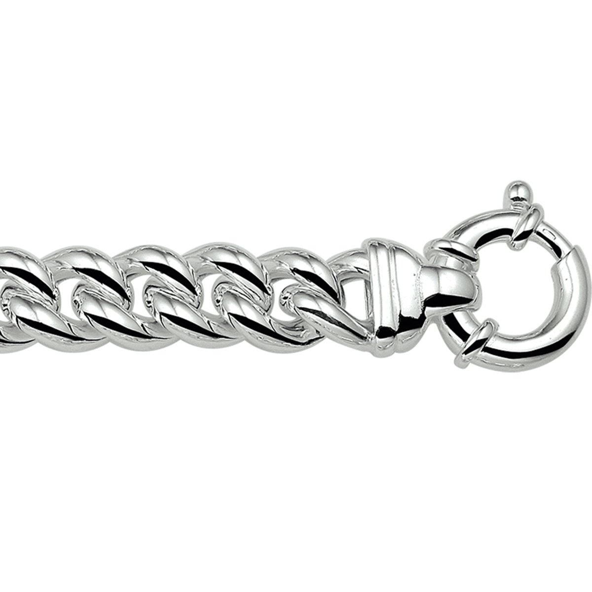 Armband Gourmette 11,3 Mm 19 Cm Met Groot Springslot Zilver Wit