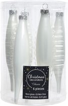 18x pendentifs de Noël en verre glaçons Boules de Noël blanches 15 cm - Décorations pour sapin de Décorations pour sapins de Noël - Décoration pour sapin de Noël