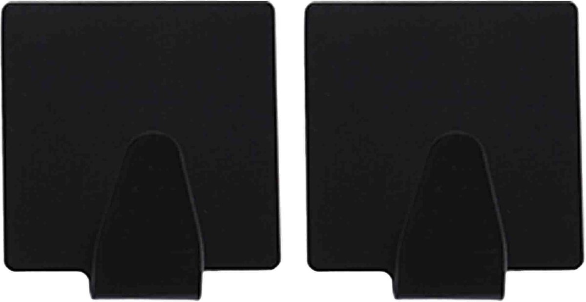 Excellent houseware ophang haakjes - zelfklevend - vierkant - zwart - 6x stuks - rvs