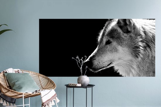 Stickers muraux - Film autocollant - Animaux sauvages - Loup - Zwart - Wit - 120x60 cm - Film adhésif - Stickers muraux Chambre d'enfant - Papier peint autocollant