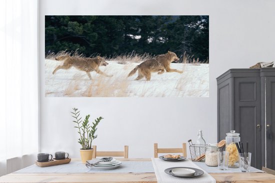 Stickers muraux - Film autocollant - Loup - Arbre - Animaux - 160x80 cm - Film adhésif - Stickers muraux Chambre d'enfant - Papier peint autocollant