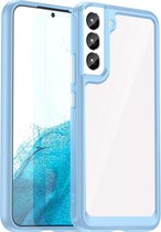 Mobigear Hoesje geschikt voor Samsung Galaxy S23 Ultra Telefoonhoesje Hardcase | Mobigear Crystal Backcover | Galaxy S23 Ultra Case | Back Cover - Transparant / Blauw