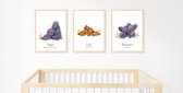 Kinderkamer Dieren Posters - Set van 3 stuks - 20 x 30 cm - Mat Papier - A4 Posterset - Kinderposters - Wanddecoratie