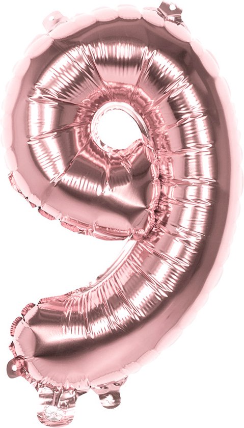 Boland - Folieballon cijfer (36 cm) 9 - Rose Goud - Cijfer ballon