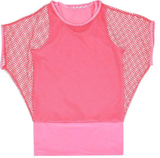 Top résille rose fluo