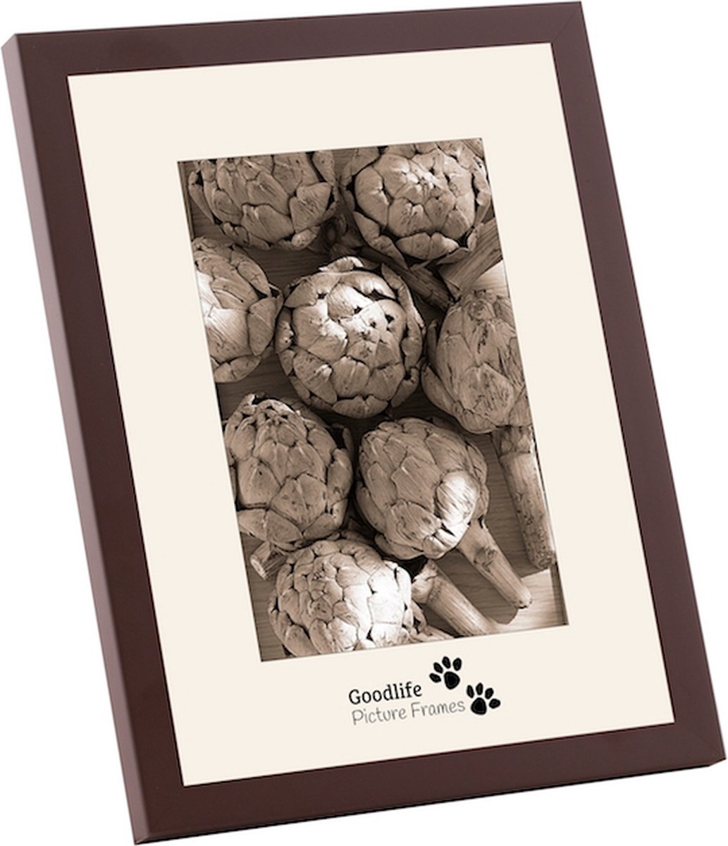 Houten Fotolijst Anitra Bruin - 13x13 - Anti-reflectie glas - 18 mm breed profiel - Goodlife Picture Frames