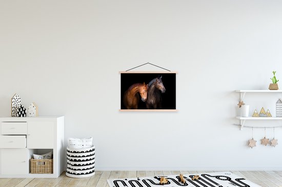 Cercle mural enfants - Paarden - Animaux - Portrait - Marron - Décoration chambre enfant - Décoration murale - 60x40 cm