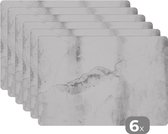 Placemat - Placemats kunststof - Beton - Industrieel - Grijs - Wit - Retro - 45x30 cm - 6 stuks - Hittebestendig - Anti-Slip - Onderlegger - Afneembaar