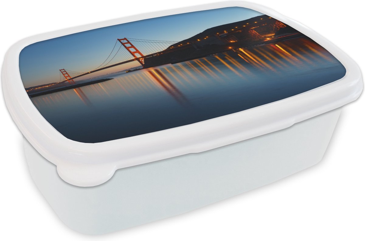 Broodtrommel Wit - Lunchbox - Brooddoos - Amerika - Water - San Francisco - 18x12x6 cm - Volwassenen