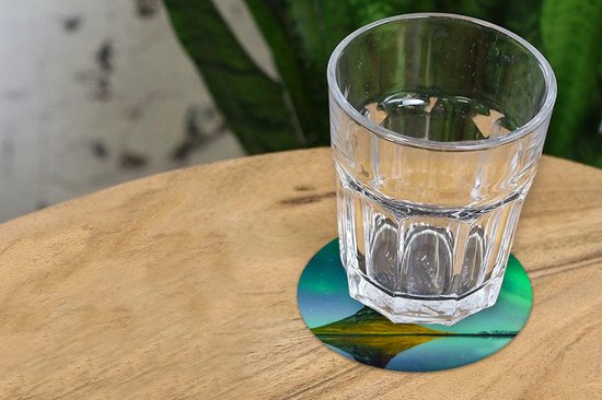 Sous- Sous-verres pour verres - Ronds - Aurores Boréales - Berg - Water - Islande - Nature - 10x10 cm - Sous-verres - 6 pièces