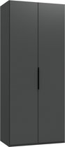 Woonexpress Kledingkast Oss - Spaanplaat - Grijs - 100x236x58 cm (BxHxD) - Draaideurkast - 2 Deuren - Hang-legkast