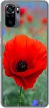 Geschikt voor Xiaomi Redmi Note 10S hoesje - Paarse en rode klaprozen in een weiland - Siliconen Telefoonhoesje