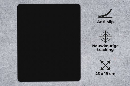 Muismat - Bureaumat onderlegger - Zwart - Effen kleur - Interieur - Kleuren - 19x23 cm - Muismat zwart - Mousepad - Bureau mat