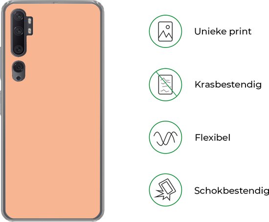 Coque de téléphone compatible avec Xiaomi Mi Note 10 - Abricot - Rose - Pastel - Uni - Couleur - Coque en Siliconen