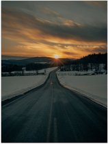 WallClassics - Poster (Matte) - Road to the Sunset - 30x40 cm Photo sur Papier Poster avec un aspect Mat