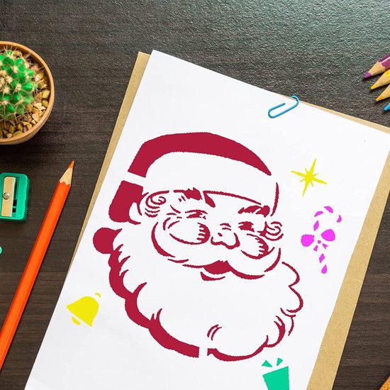 Coogam 8Pcs Christmas Stencils - Reusable Plastic Craft for